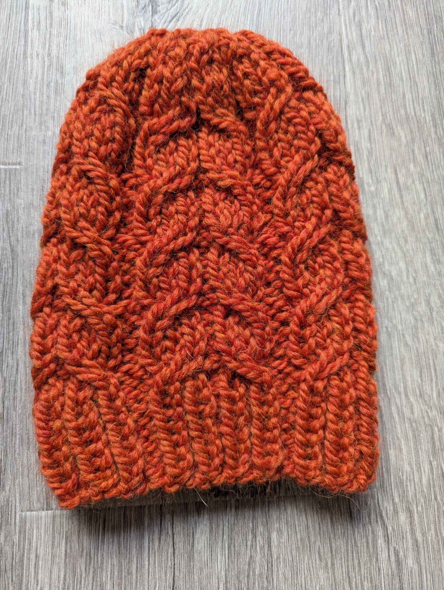 Alpaca Burnt Orange Cabled Beanie