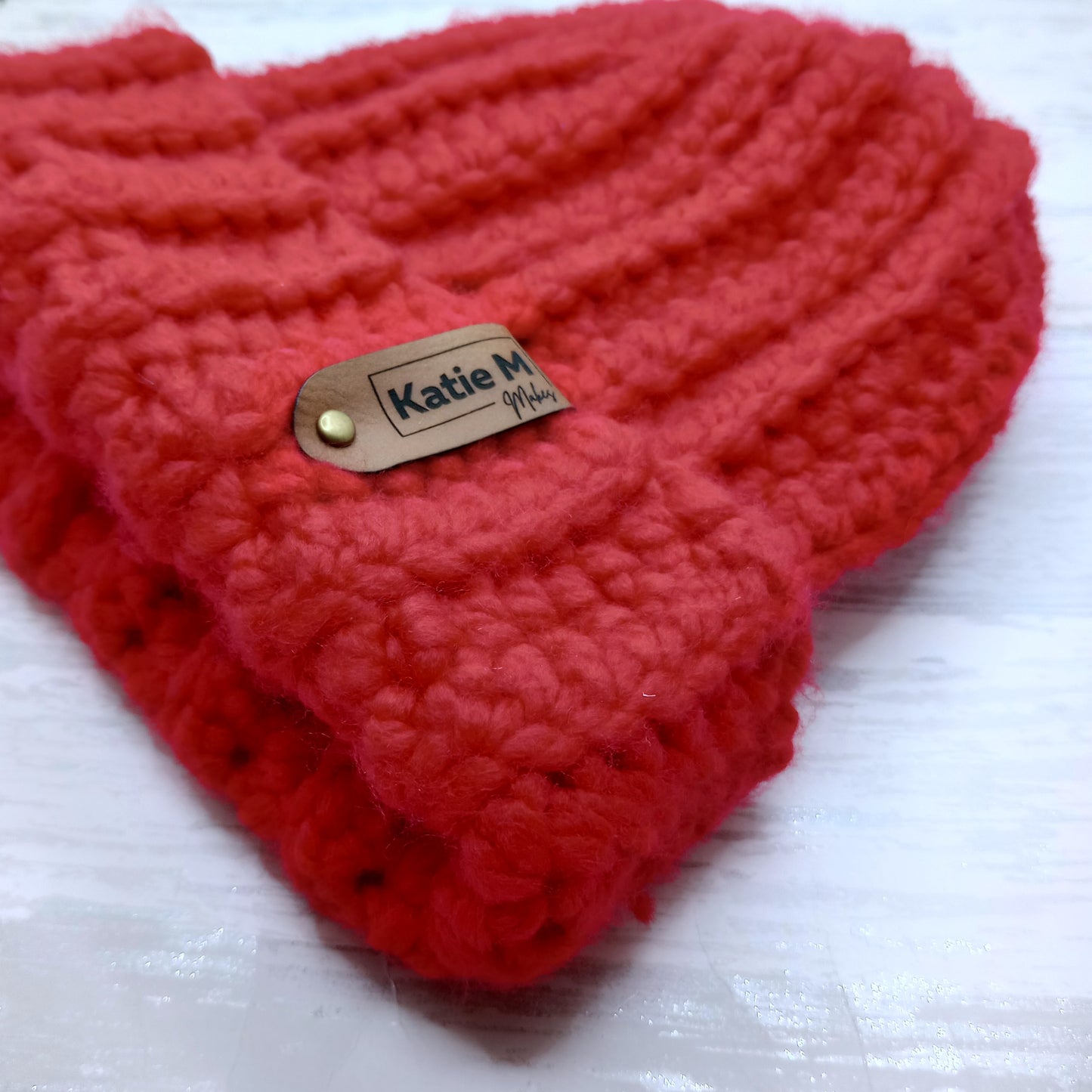 Chunky Red Ribbed Cap