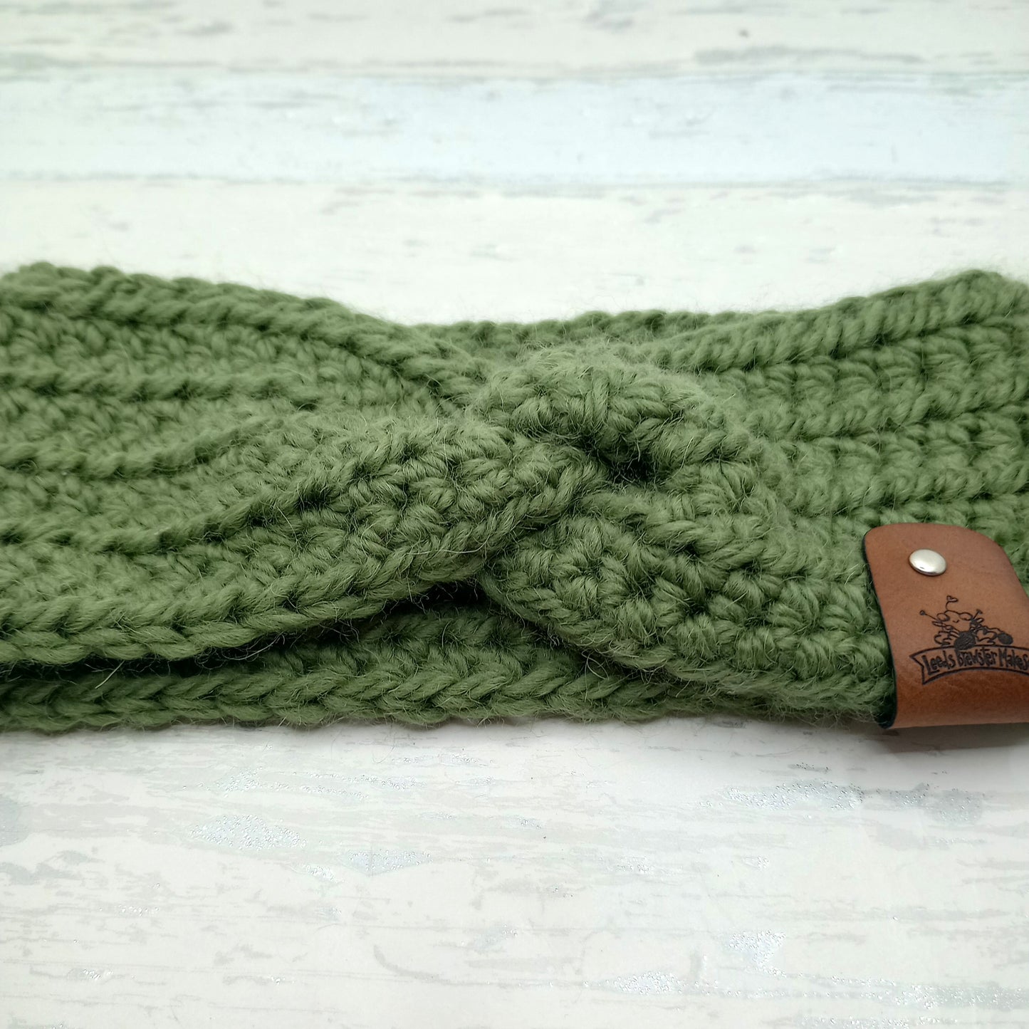 Adult Alpaca Green Twisted Headband