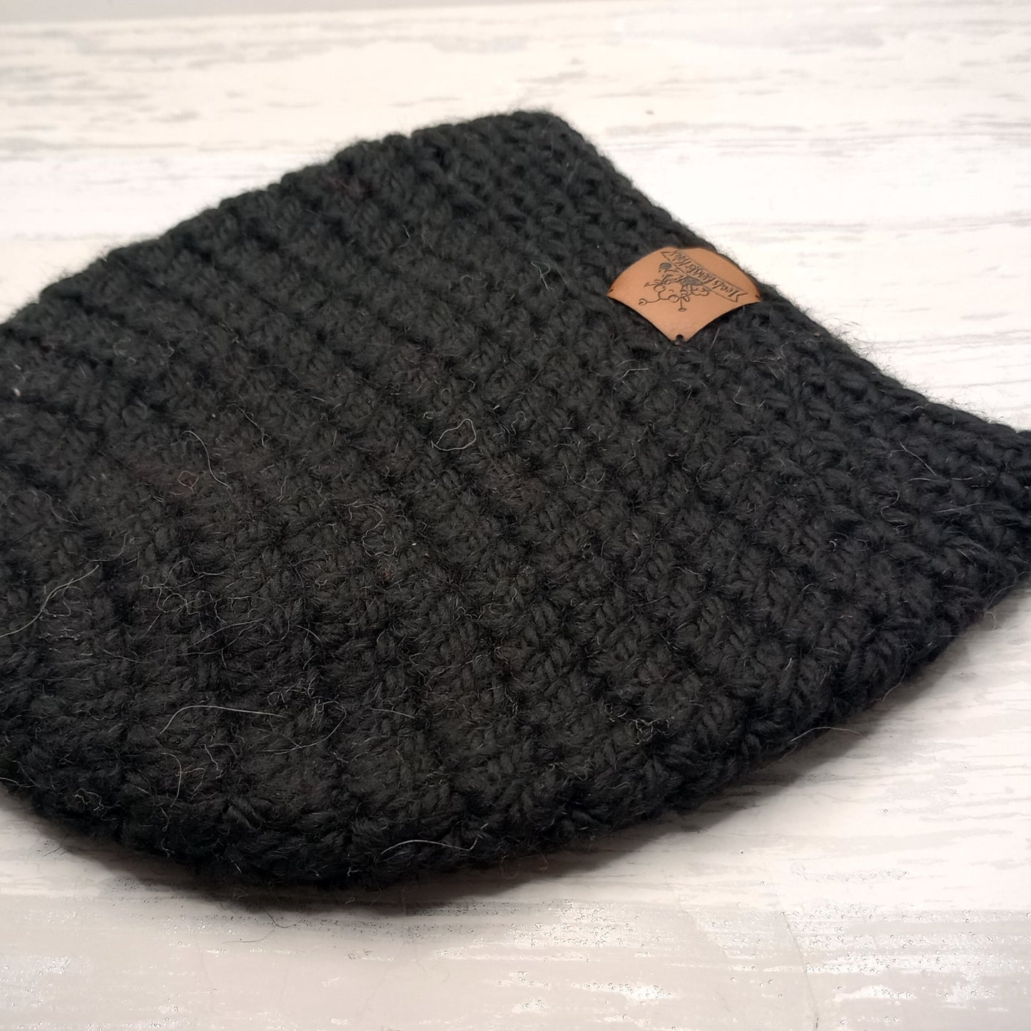 Small Adult/Child's Alpaca Black Beanie