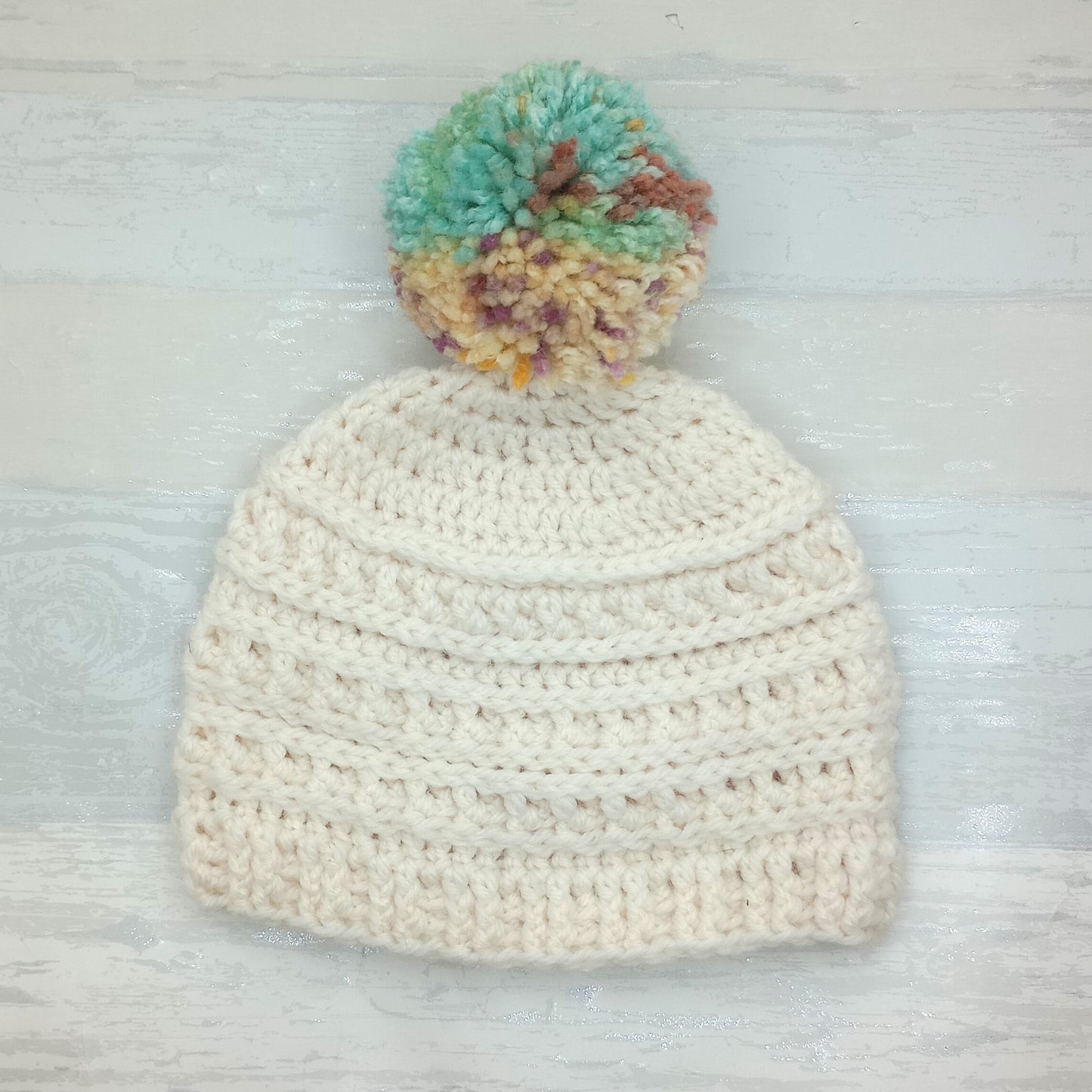 Baby Cream Beanie with Pompom