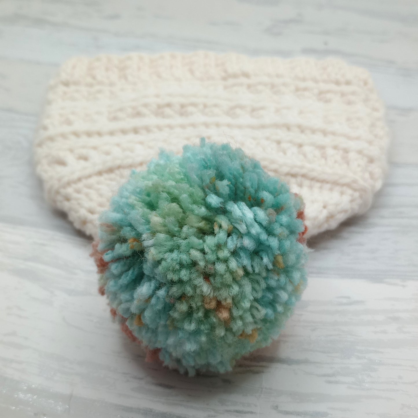 Baby Cream Beanie with Pompom
