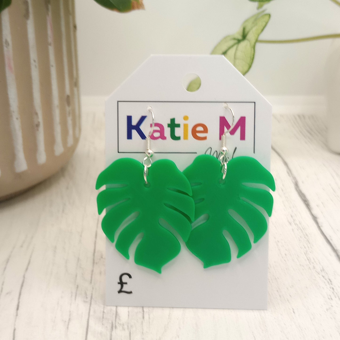 3D Printed Monstera Earrings