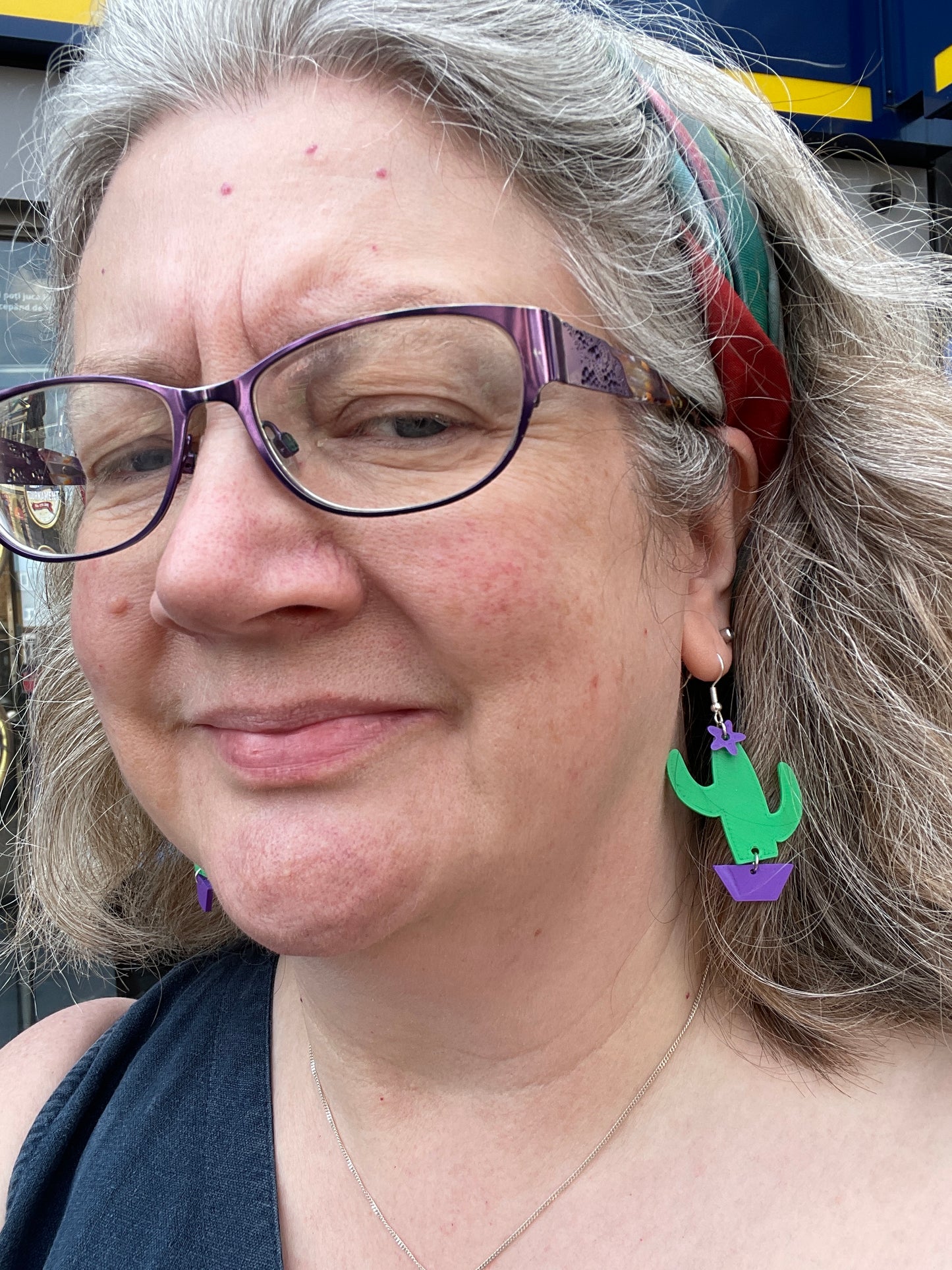 3D Printed Saguaro Cactus Earrings in a Pot