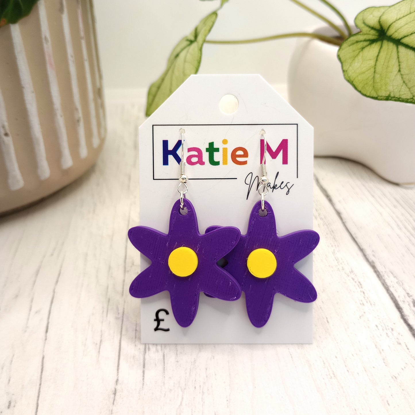 3D Printed Daisy Earrings - various colours available