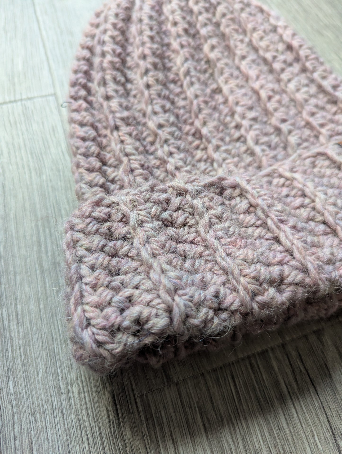 Alpaca Dusty Pink Ribbed Beanie
