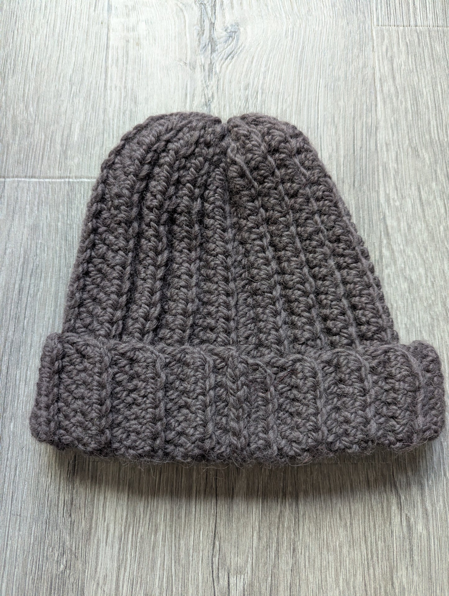 Alpaca Deep Brown Ribbed Beanie