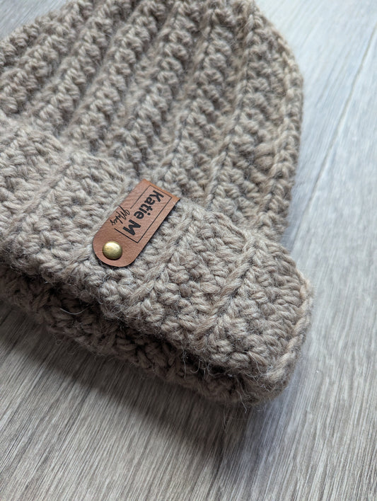 Alpaca Light Brown Ribbed Beanie