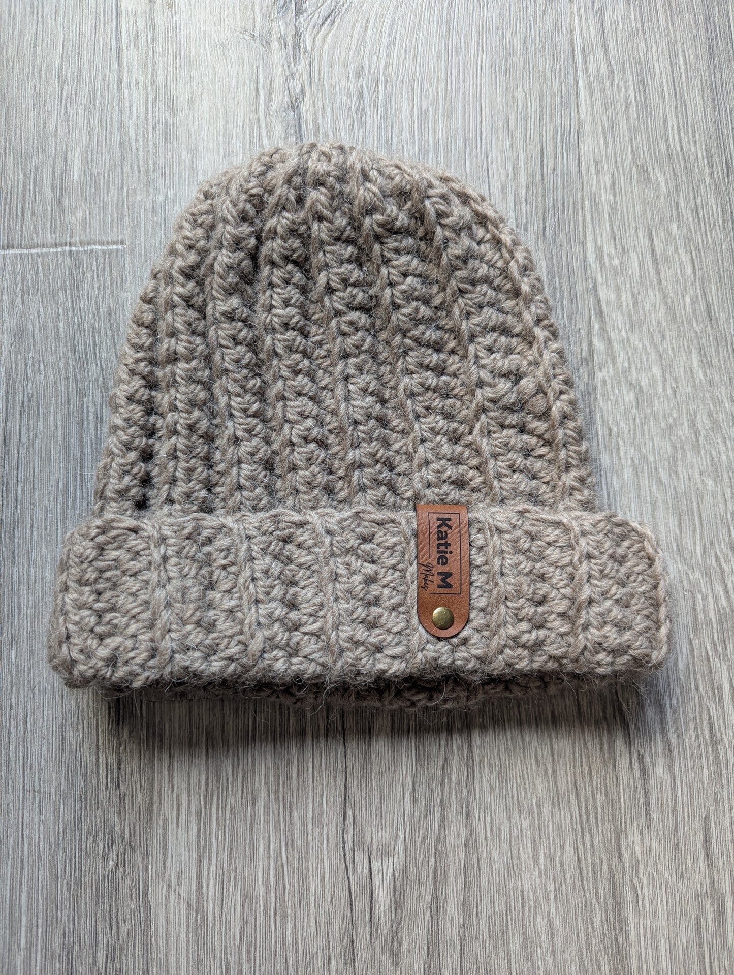 Alpaca Light Brown Ribbed Beanie