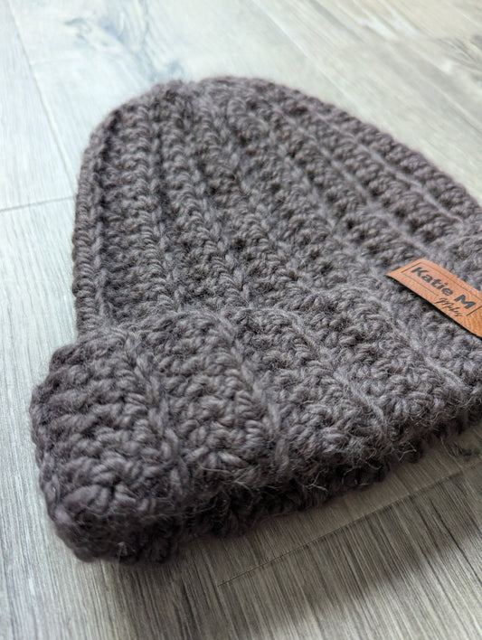 Alpaca Deep Brown Ribbed Beanie