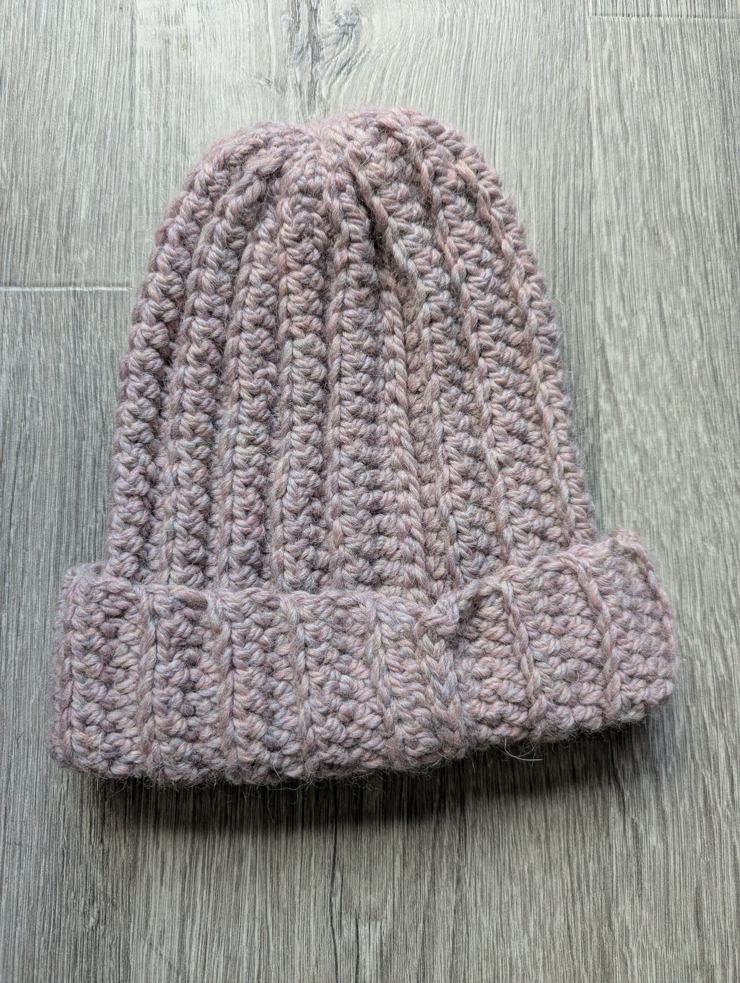 Alpaca Dusty Pink Ribbed Beanie