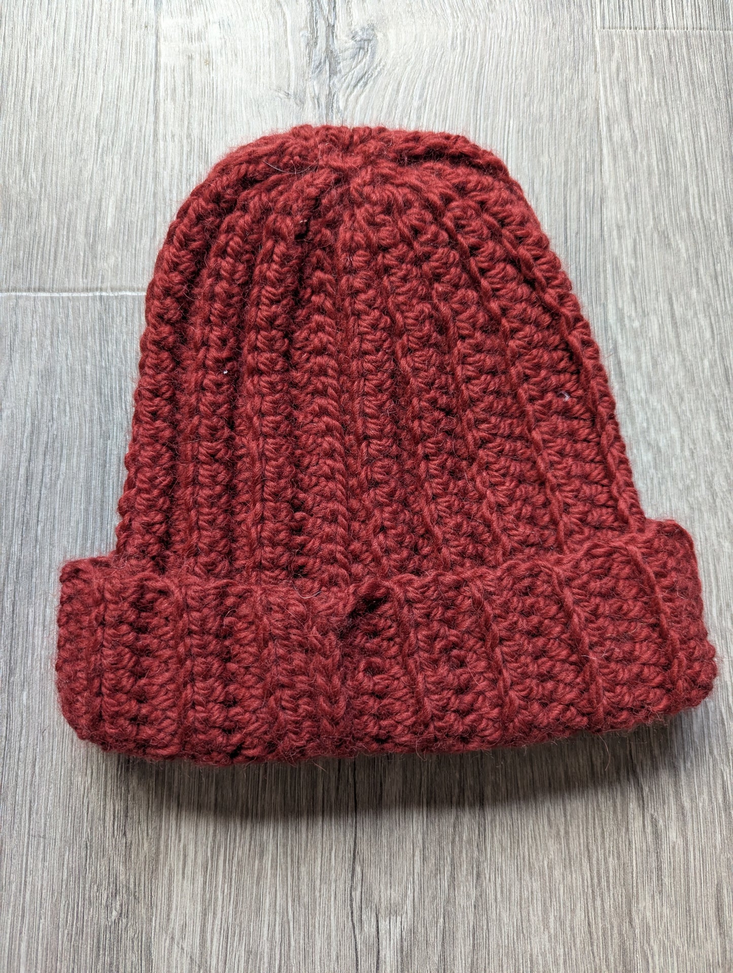 Alpaca Deep Red Ribbed Beanie