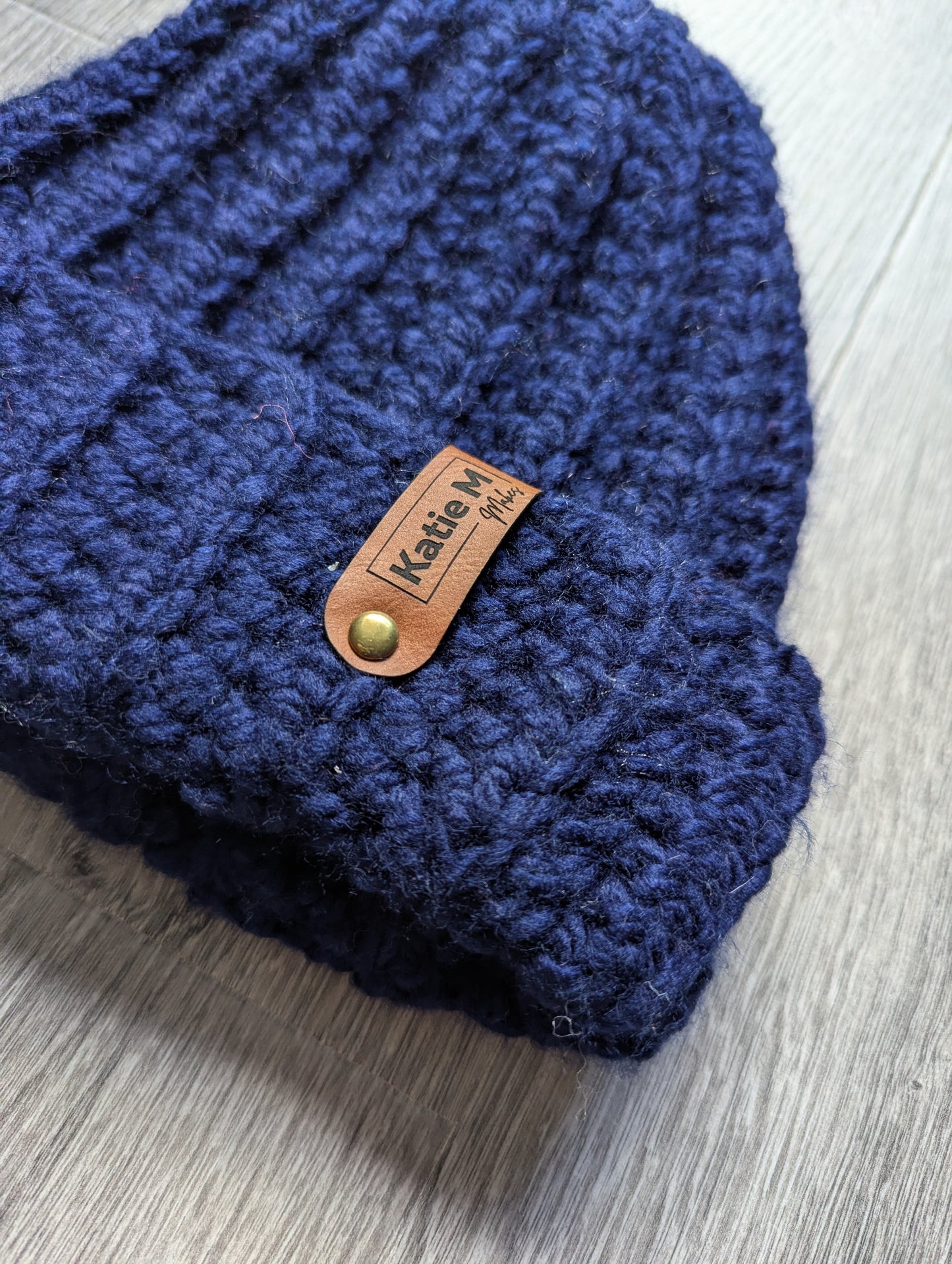 Chunky Navy Blue Ribbed Beanie