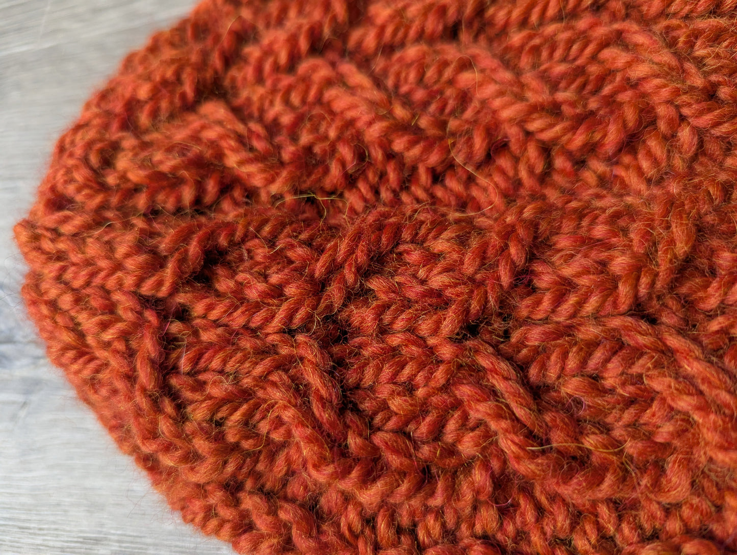 Alpaca Burnt Orange Cabled Beanie