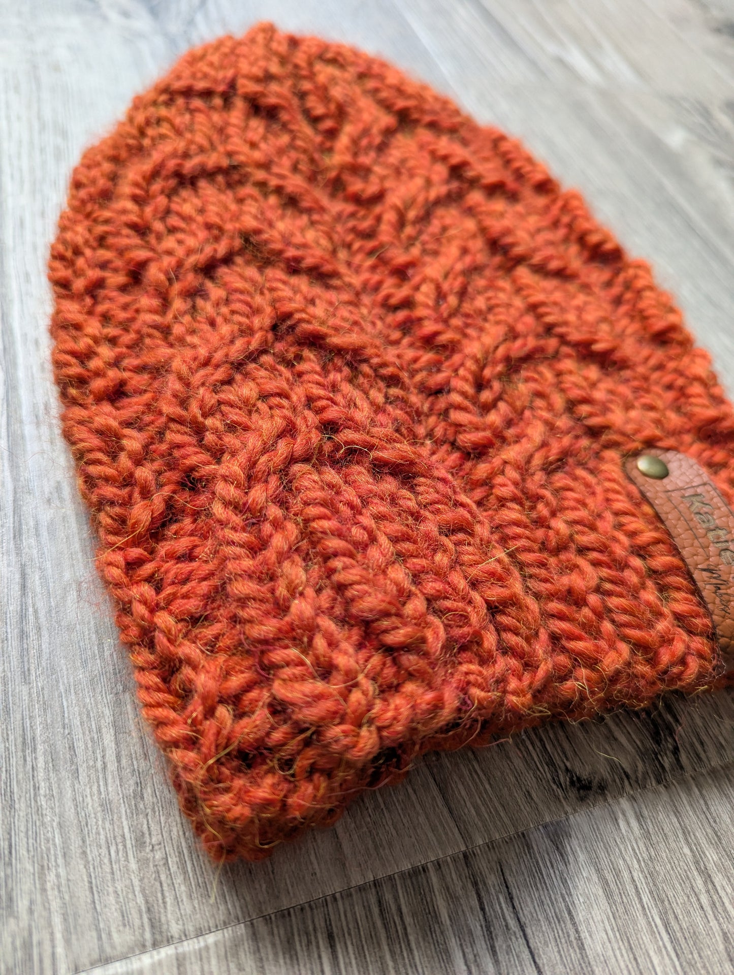 Alpaca Burnt Orange Cabled Beanie