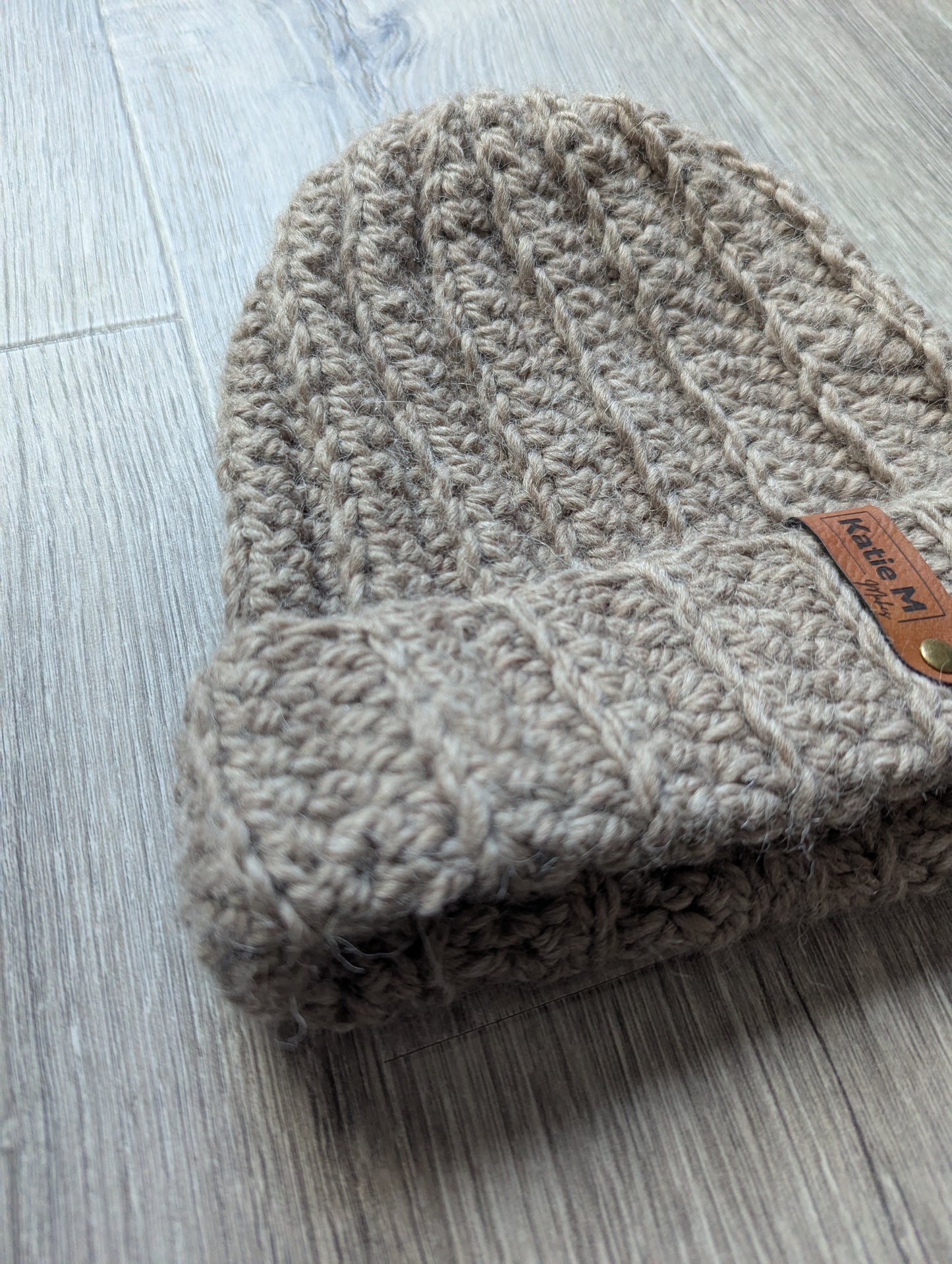 Alpaca Light Brown Ribbed Beanie