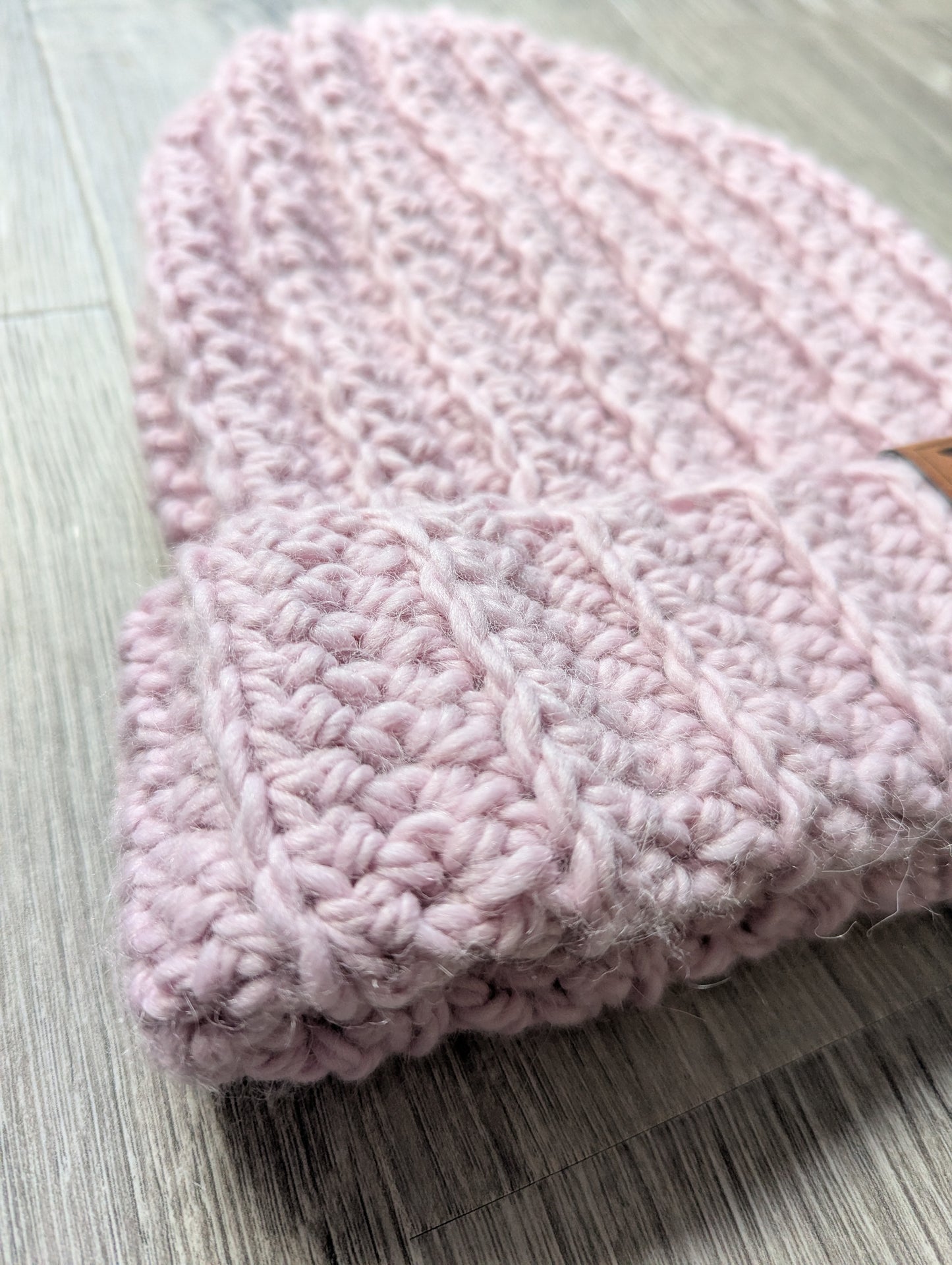 Alpaca Baby Pink Ribbed Beanie