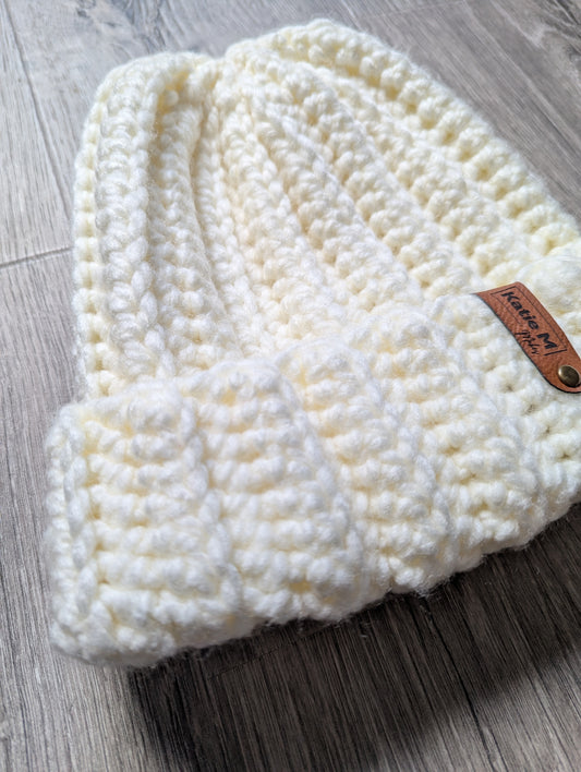 Chunky Cream Ribbed Hat