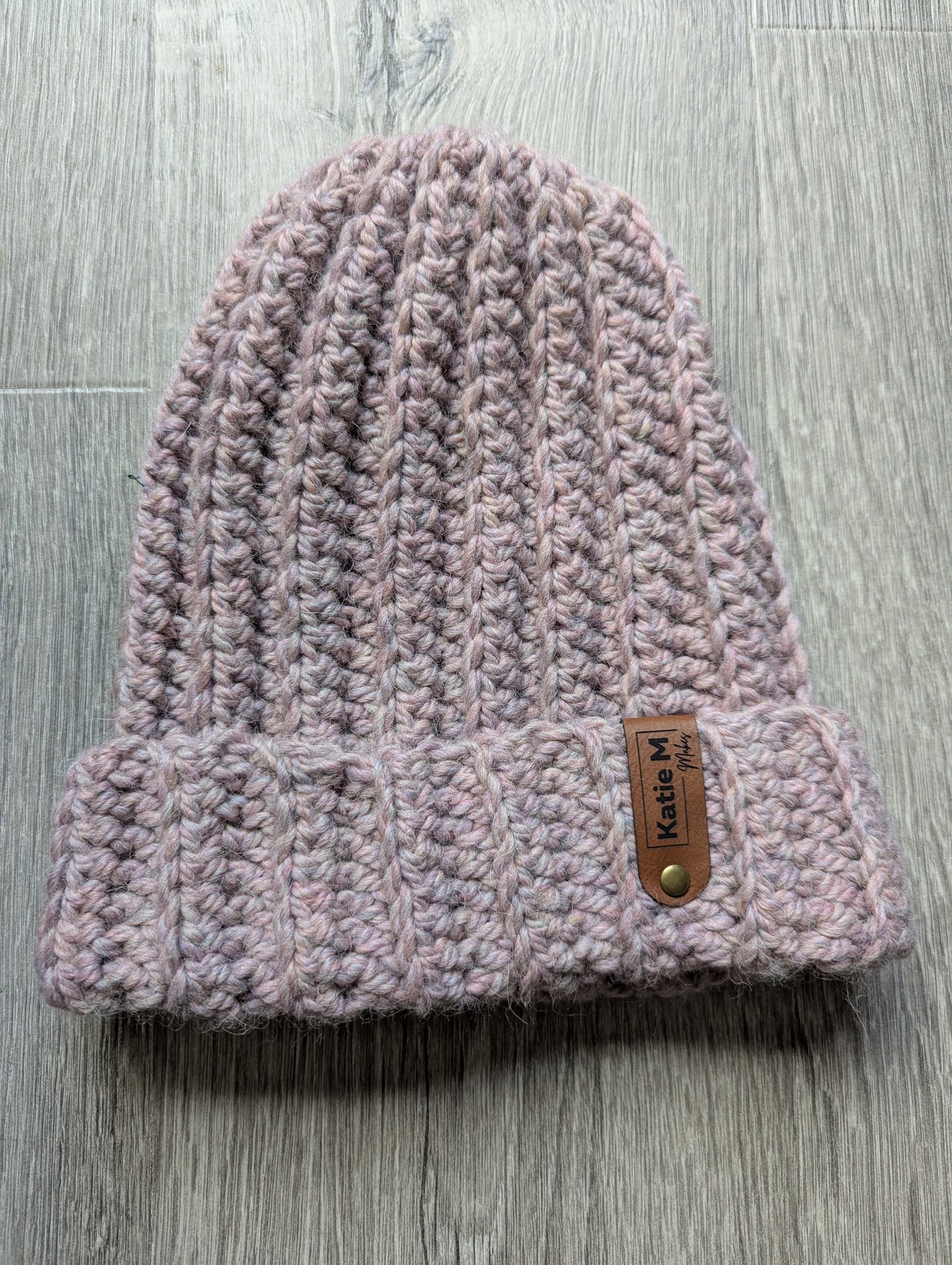 Alpaca Dusty Pink Ribbed Beanie
