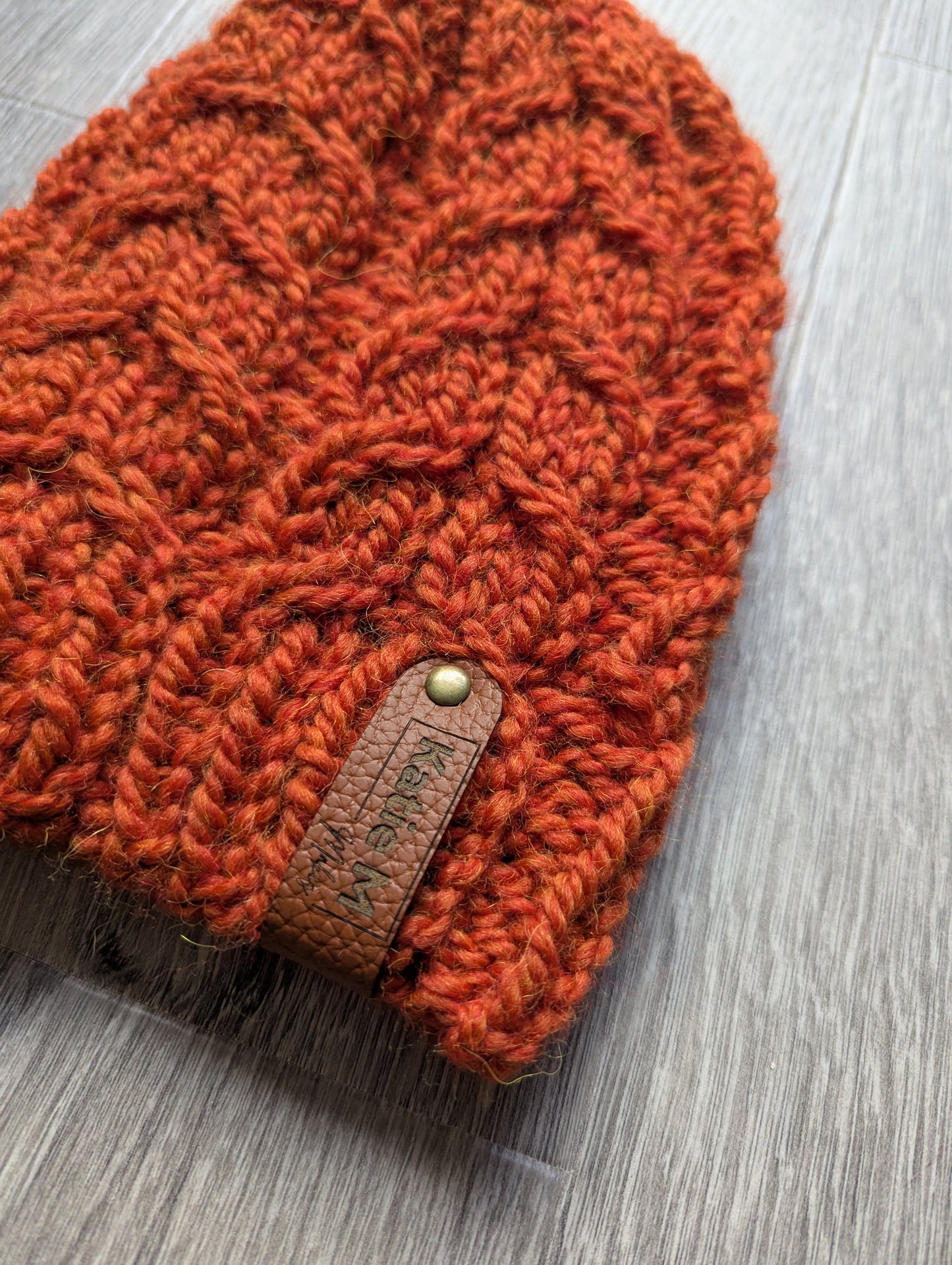 Alpaca Burnt Orange Cabled Beanie