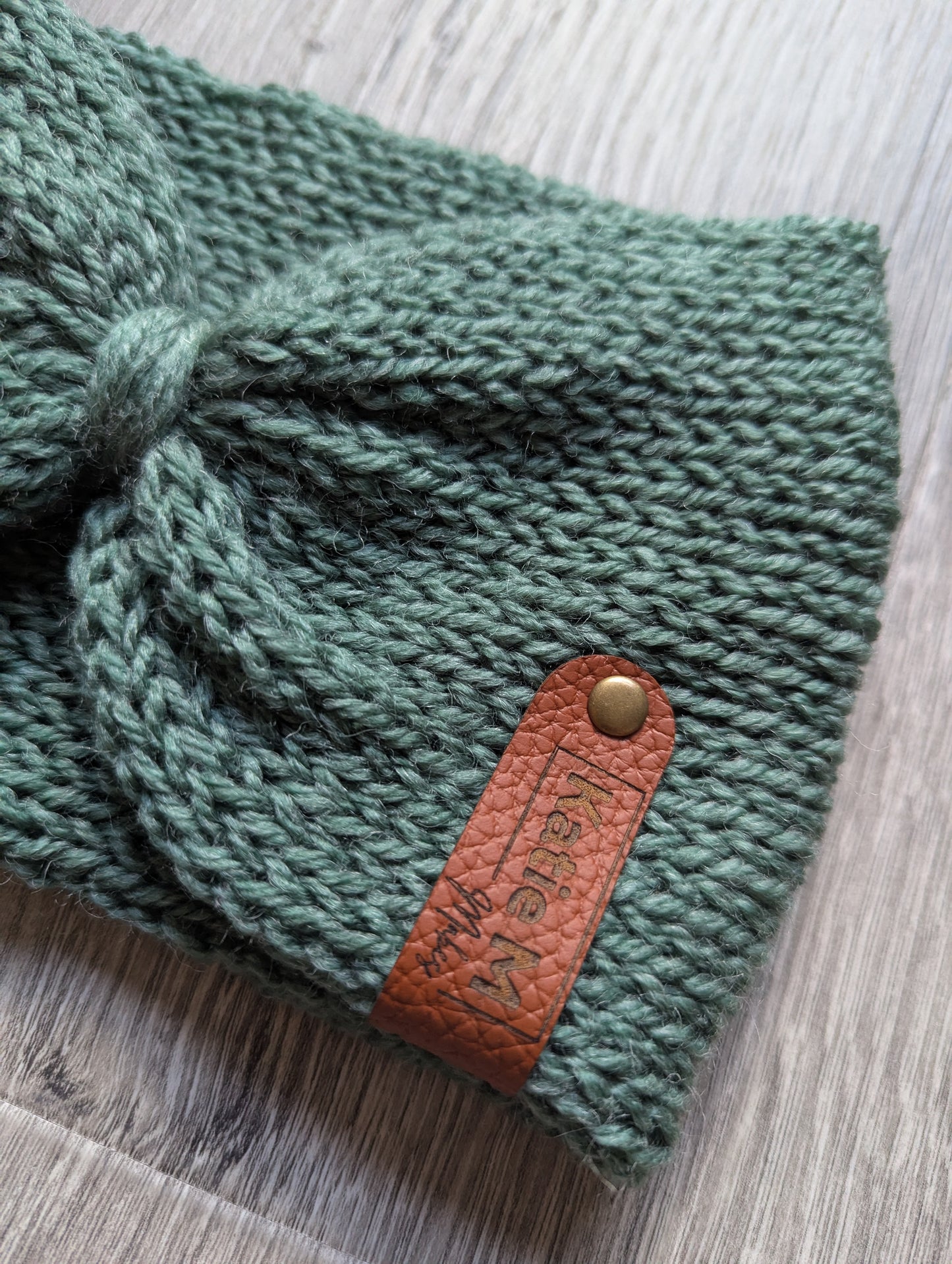Knitted Deep Sage Headband