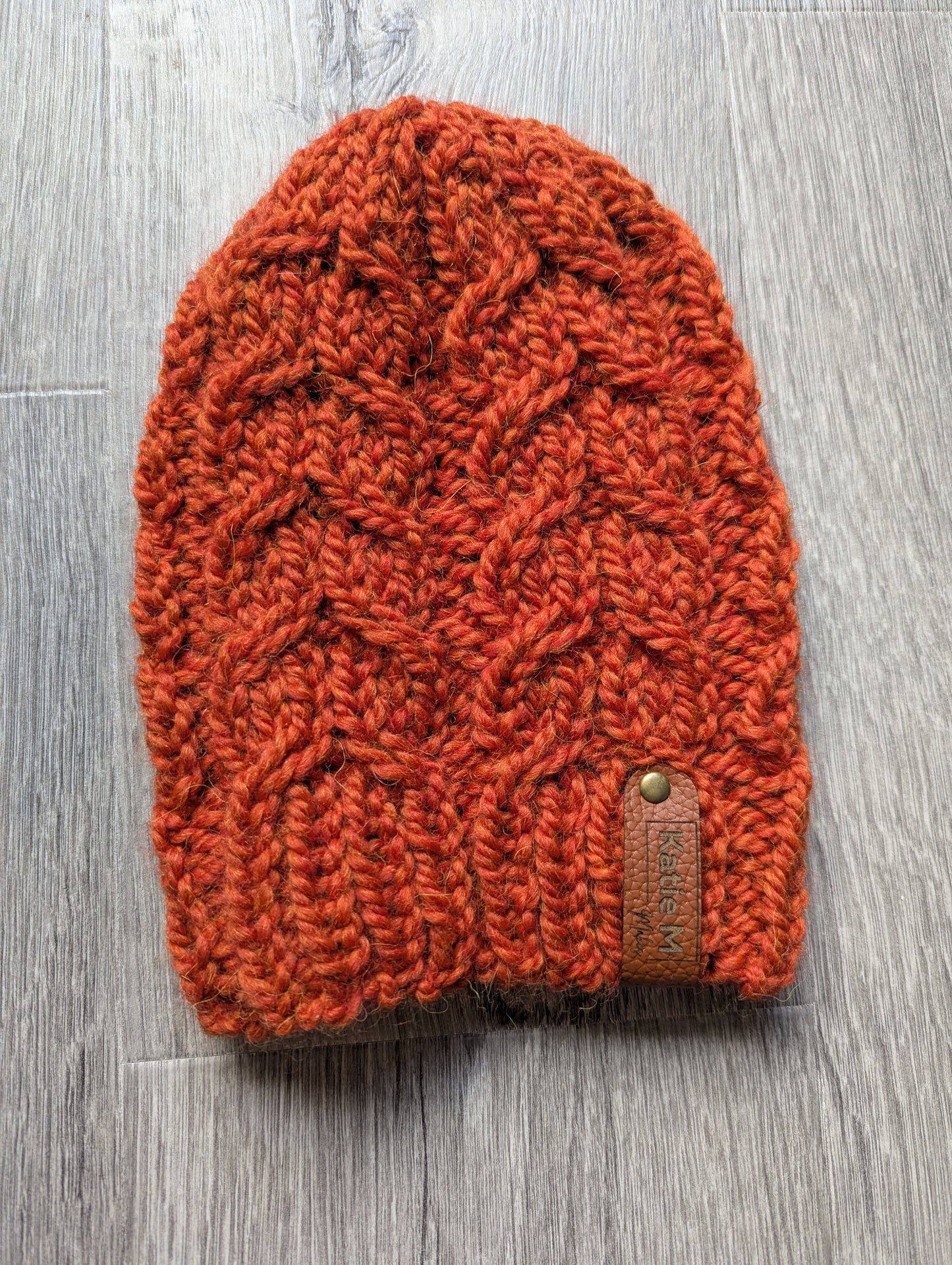 Alpaca Burnt Orange Cabled Beanie