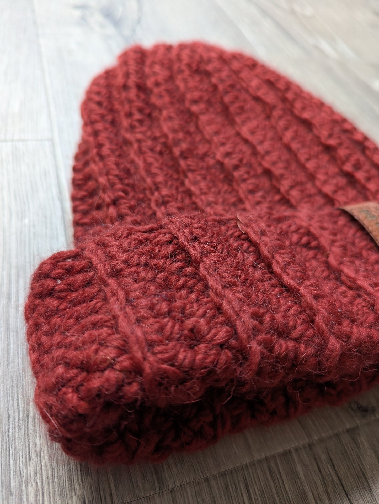 Alpaca Deep Red Ribbed Beanie