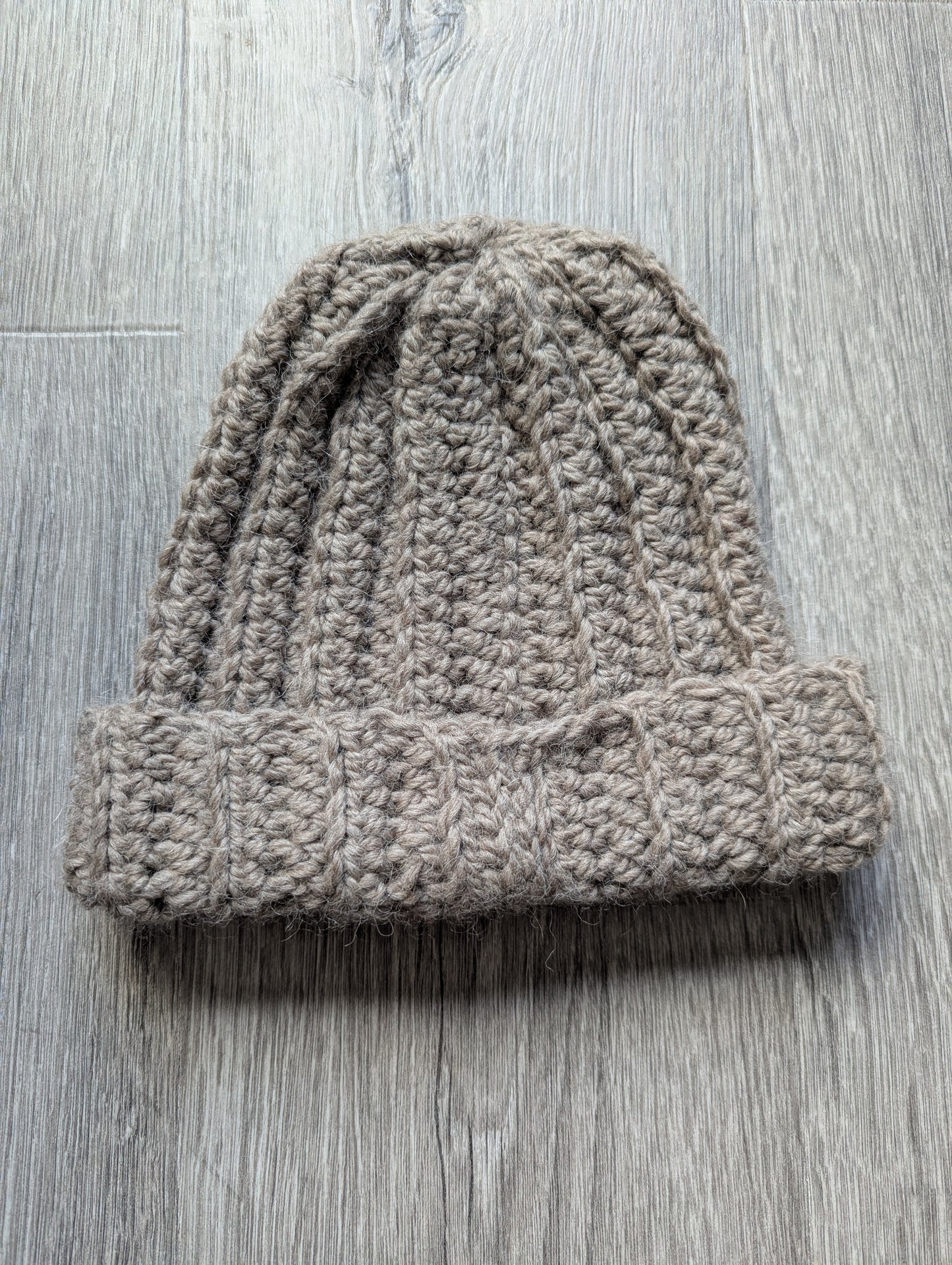 Alpaca Light Brown Ribbed Beanie