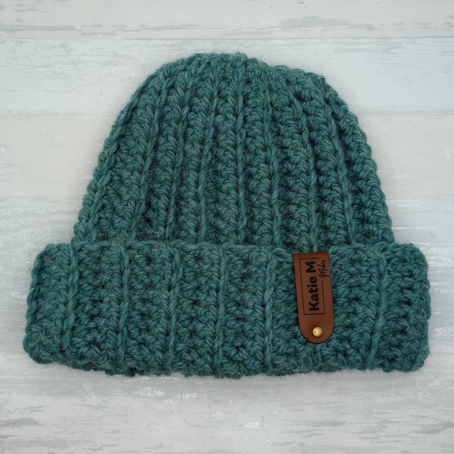 Alpaca Teal Ribbed Cap