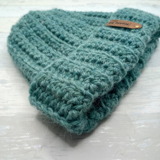 Alpaca Teal Ribbed Cap