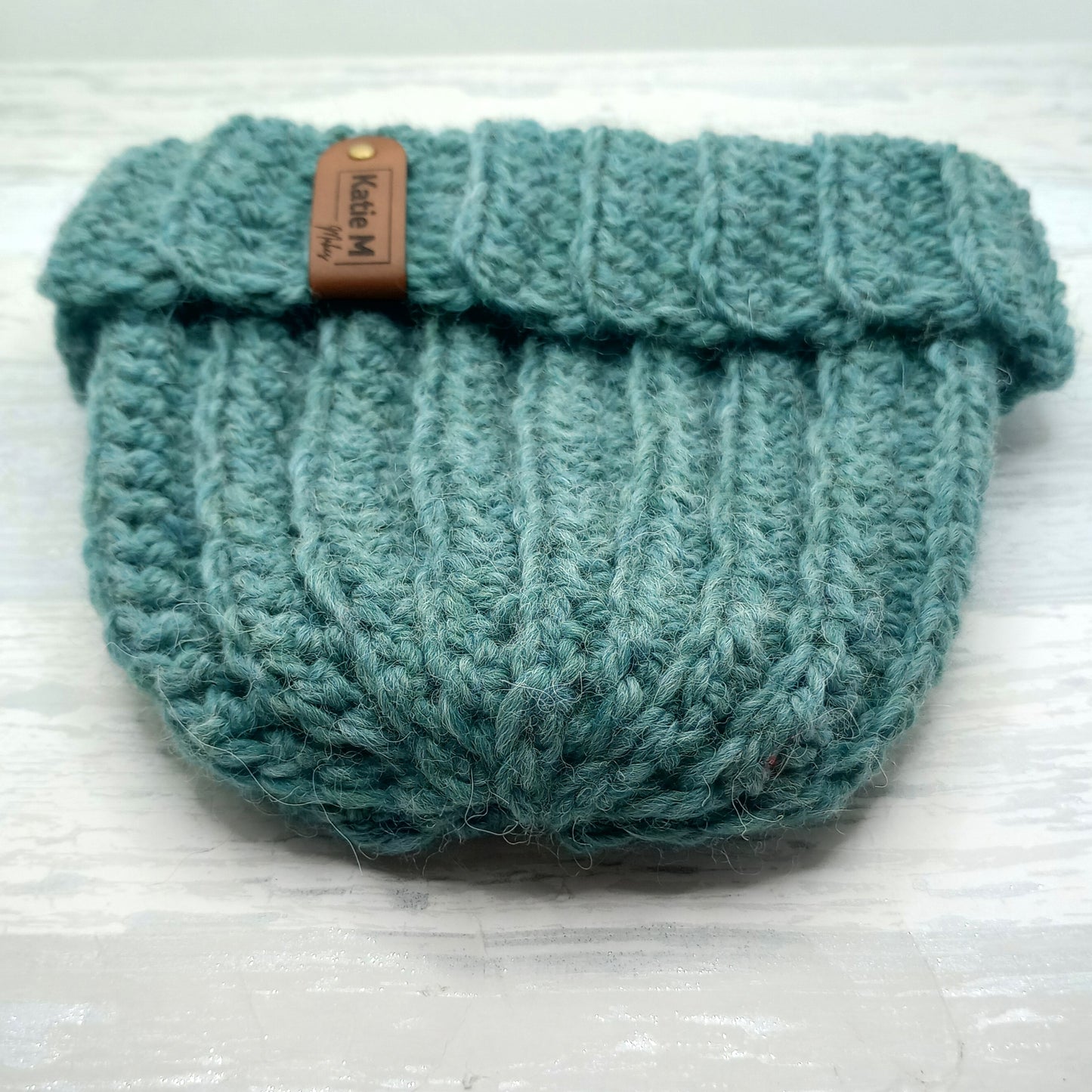 Alpaca Teal Ribbed Cap