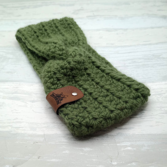 Adult Alpaca Green Twisted Headband