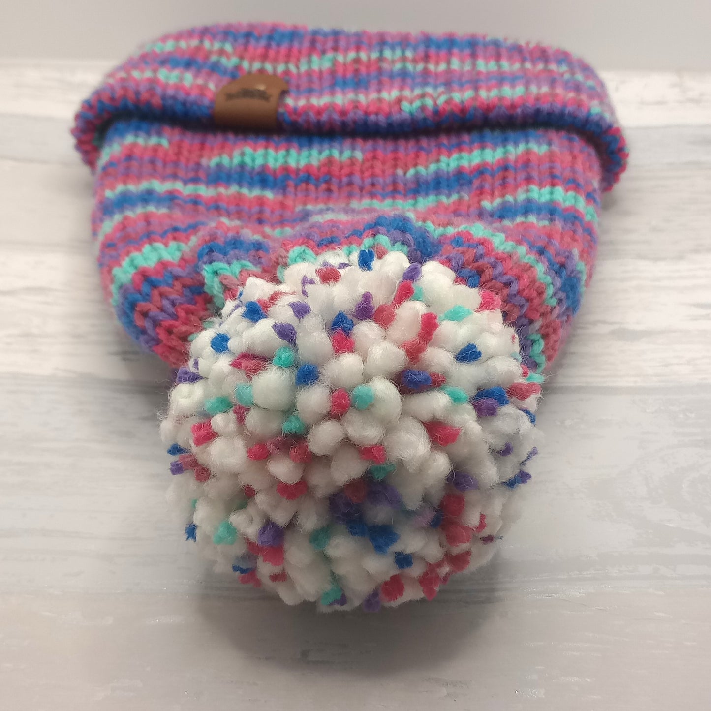 Limited Edition Knitted Purple Speckled Pompom Beanie