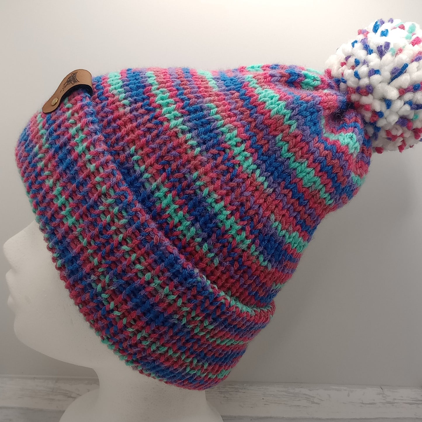 Limited Edition Knitted Purple Speckled Pompom Beanie