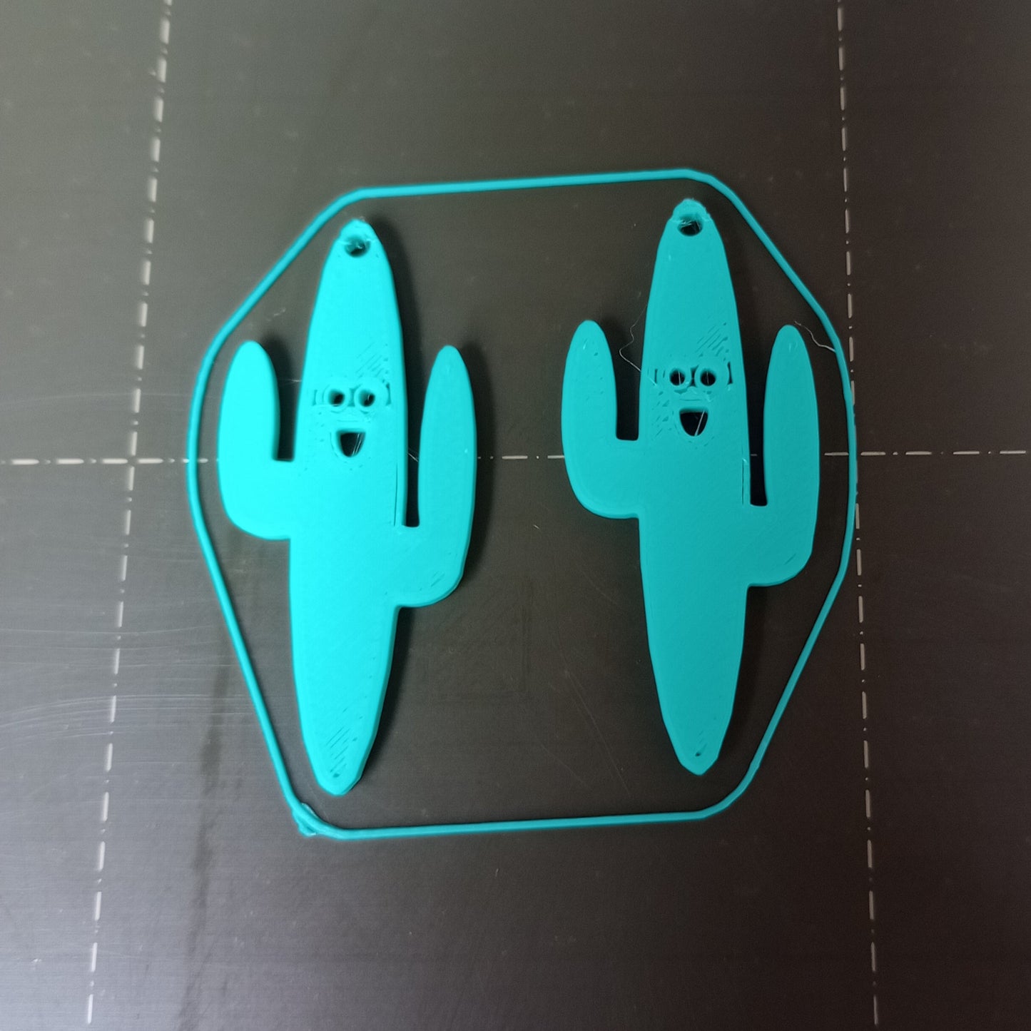 3D Printed Smiley Cactus Earrings