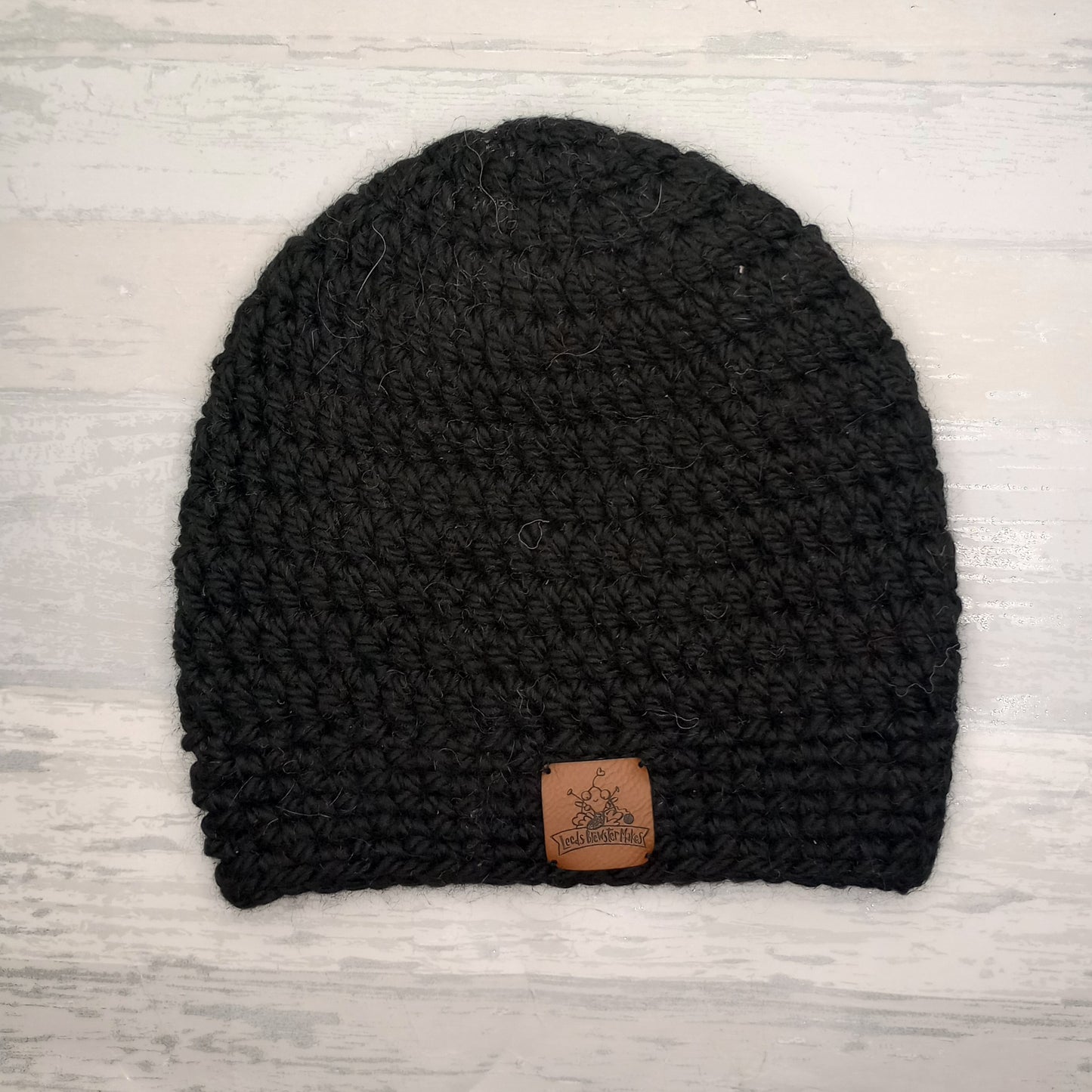 Small Adult/Child's Alpaca Black Beanie