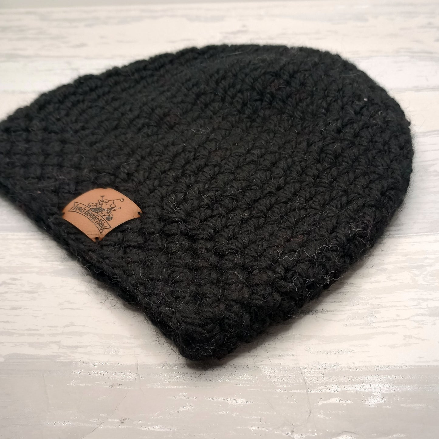 Small Adult/Child's Alpaca Black Beanie